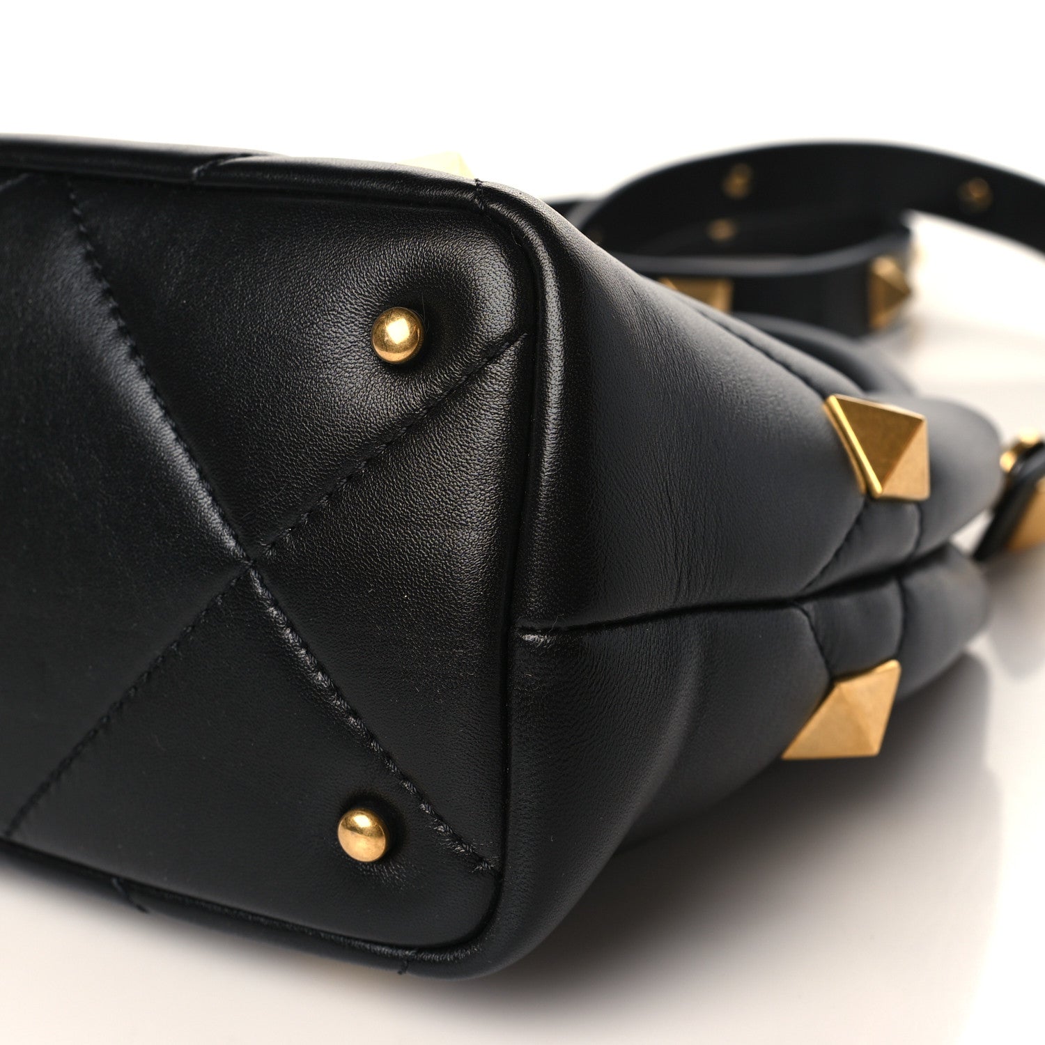 Valentino Garavani Nappa Small Roman Stud The Handle Bag Black 8 of 8