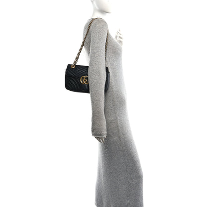 Gucci Calfskin Matelasse Small GG Marmont Shoulder Bag Black 3 of 23