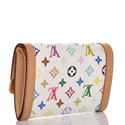 Louis Vuitton Monogram Multicolor Porte-Monnaie Plat Coin Purse White 3 of 6