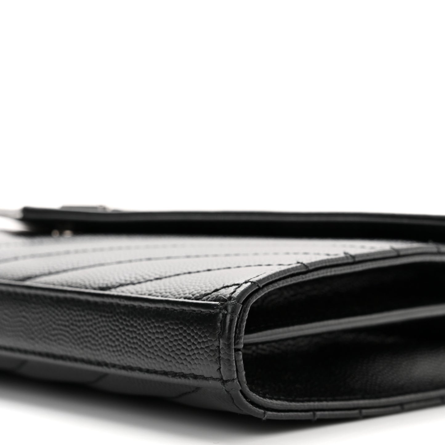 Grain De Poudre Matelasse Chevron Monogram Chain Wallet Black