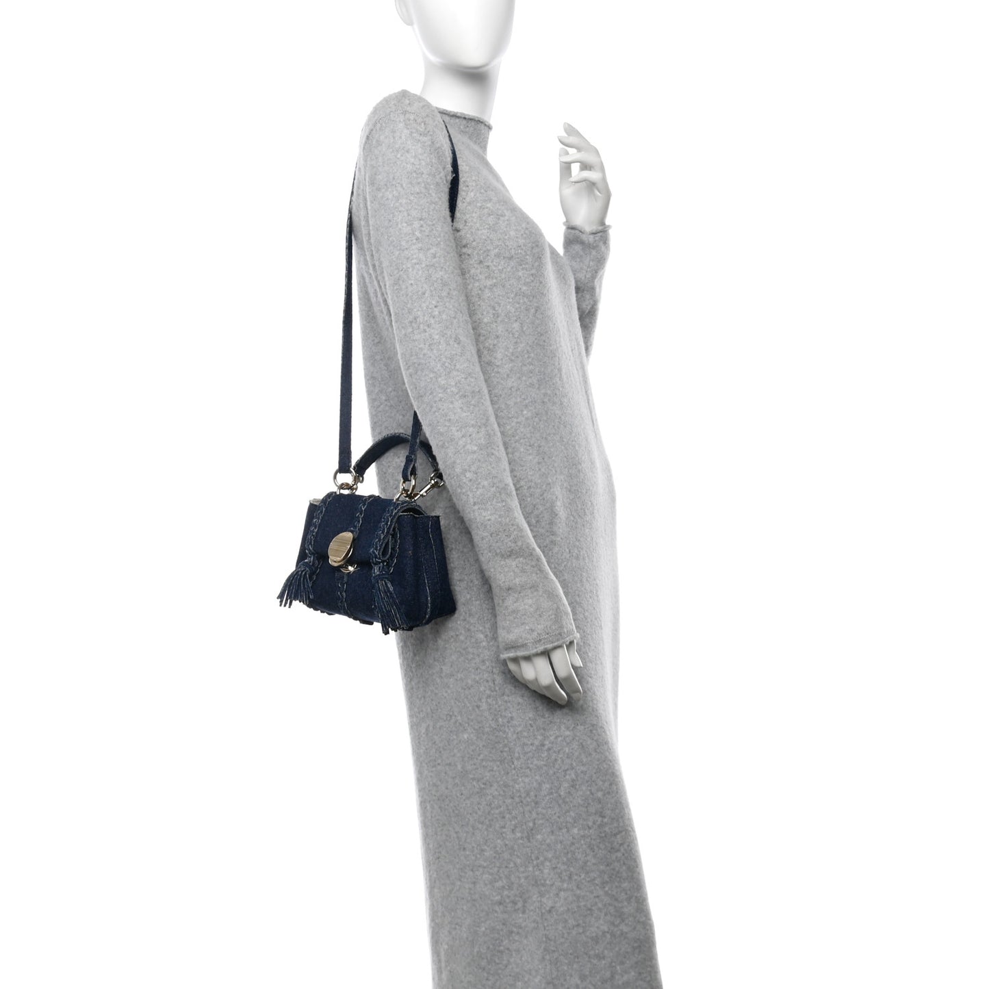 Denim Mini Penelope Soft Shoulder Bag Blue