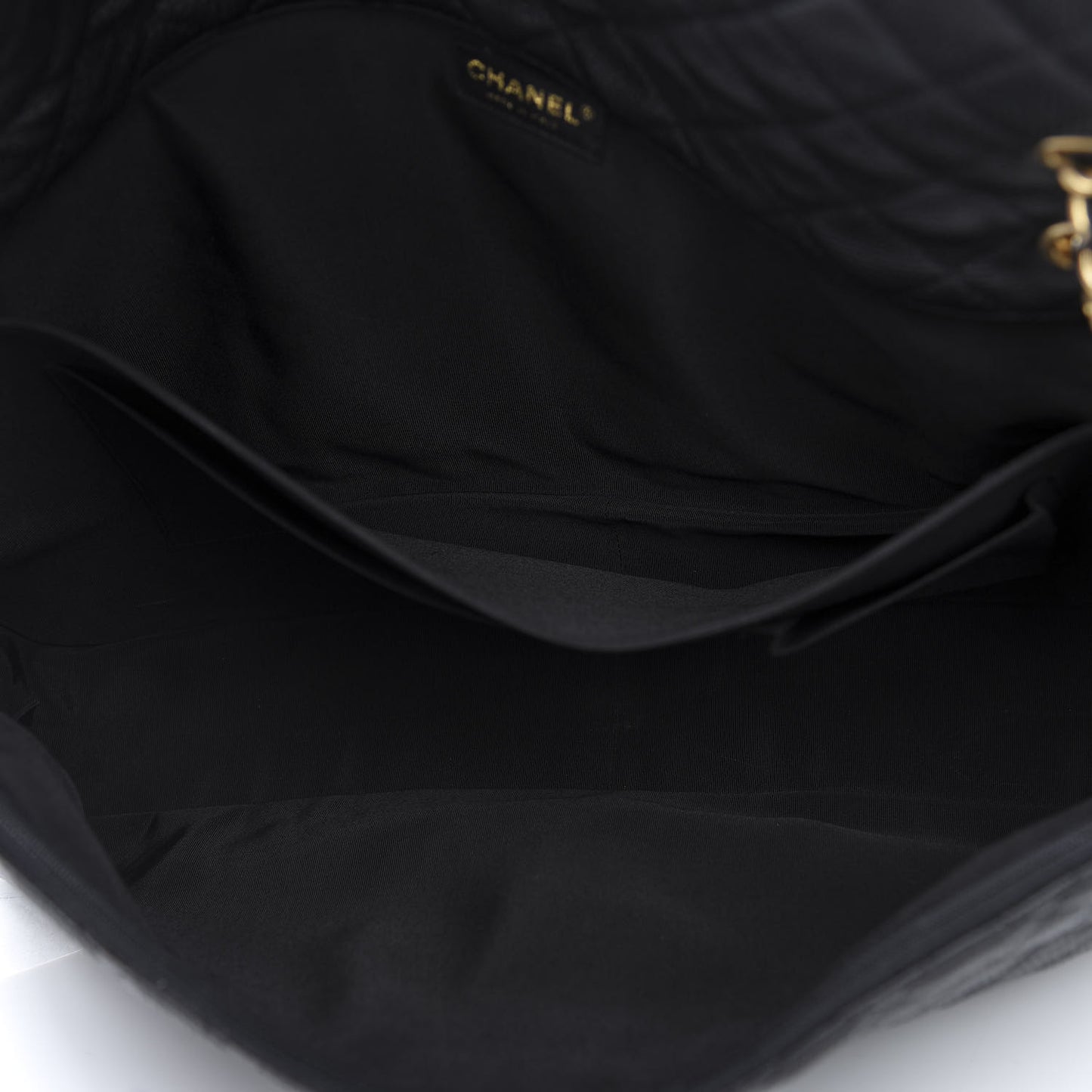 Calfskin Quilted XXL Travel Flap Bag Black