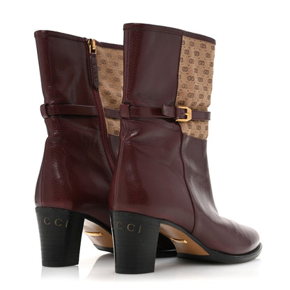 Gucci Monogram GG Mignon Quentin Granada Kid Ankle Boots 37.5 Vintage Bordeaux Dusty Brown 5 of 11