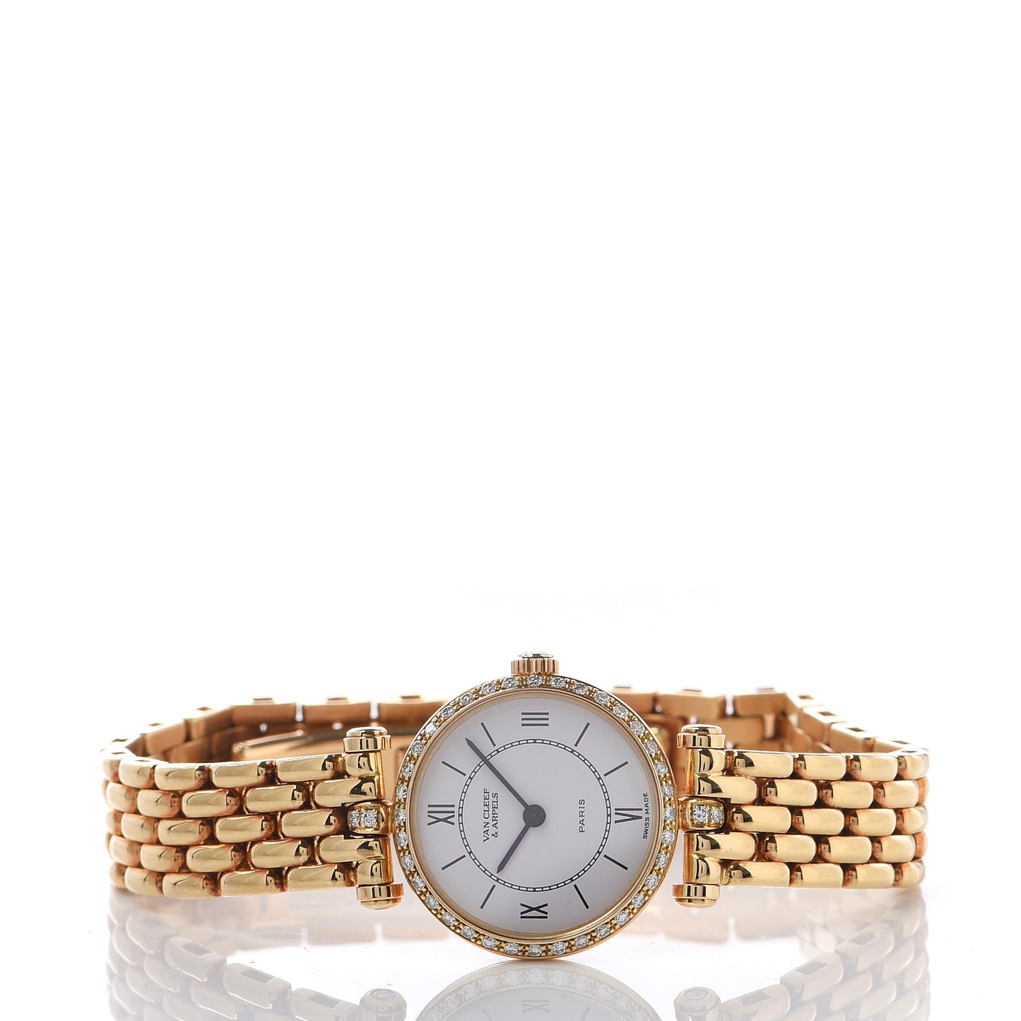 18K Yellow Gold Diamond Bezel 20mm Classic Quartz Watch