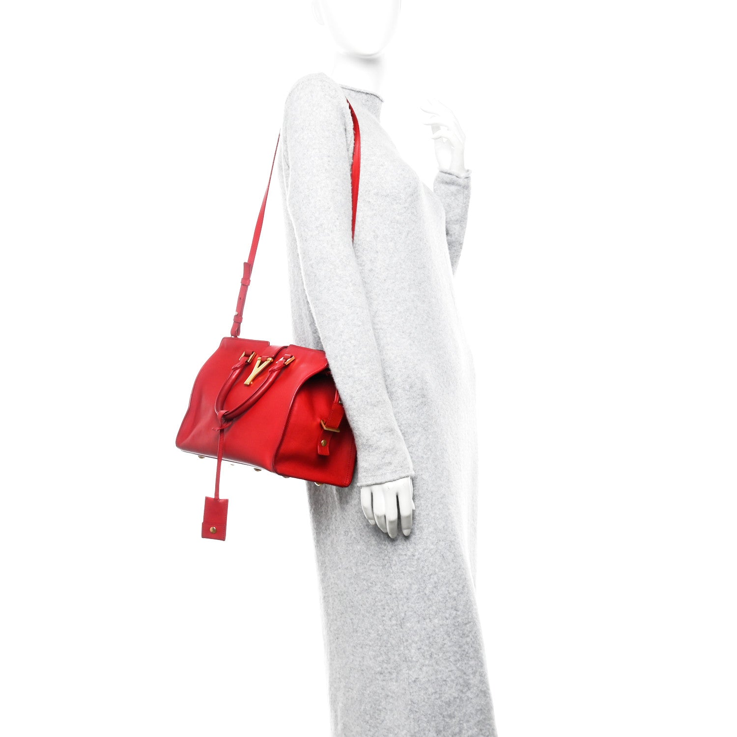 Saint Laurent Calfskin Small Classic Y Cabas Red 2 of 15