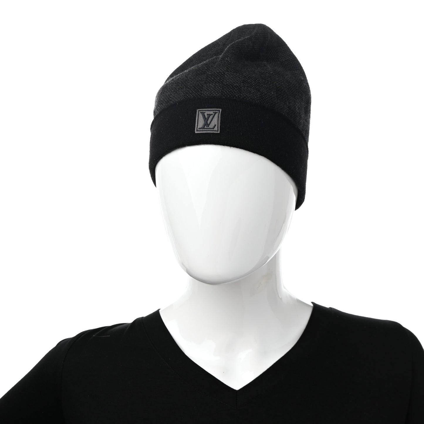 Wool Bonnet Petit Damier Graphite Beanie Hat