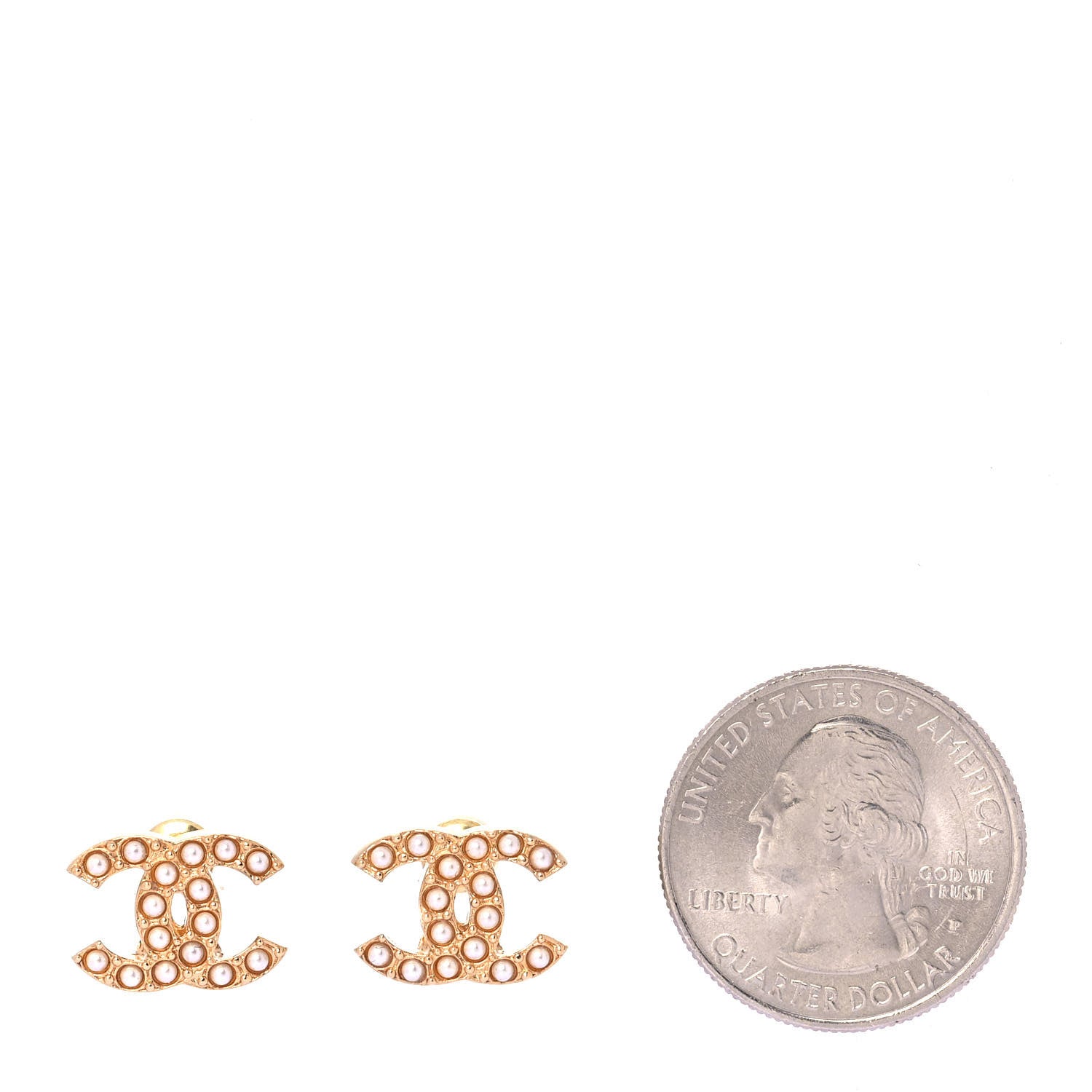 Chanel Pearl Studded CC Earrings Gold 2 of 5