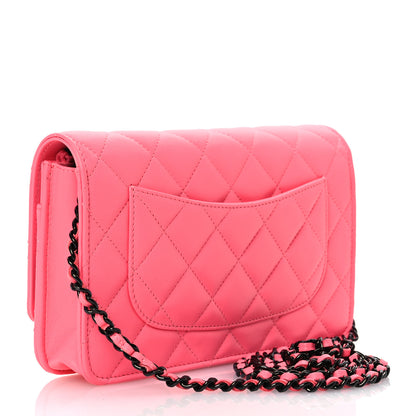Chanel Lambskin Quilted Wallet On Chain WOC Coral Pink 2 of 19