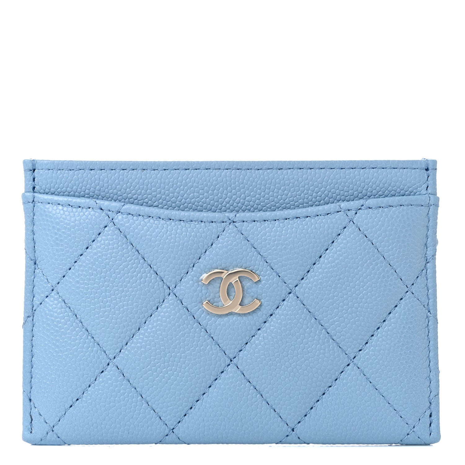 Chanel Caviar Quilted Card Holder Light Blue 1 of 9