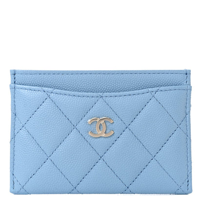 Chanel Caviar Quilted Card Holder Light Blue 1 of 9