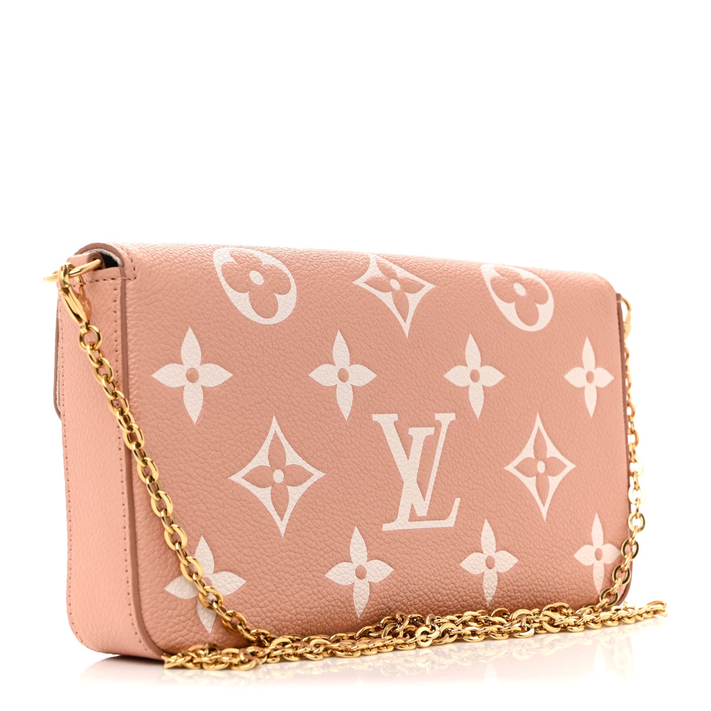 Empreinte Monogram Giant Felicie Pochette Chain Wallet Rose Trianon Creme