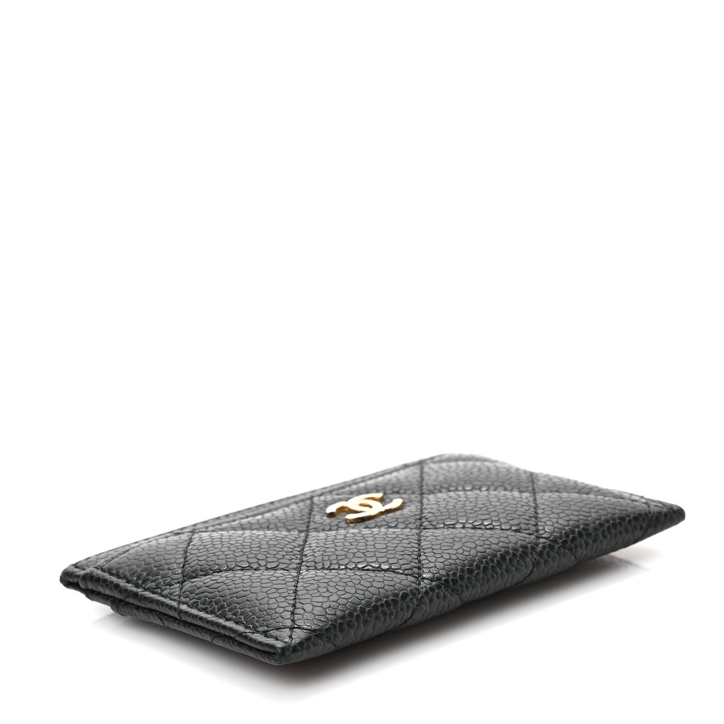 Caviar Quilted Card Holder Black