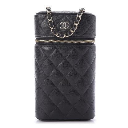 Chanel Caviar Quilted Phone Holder With Chain Black 1 of 10