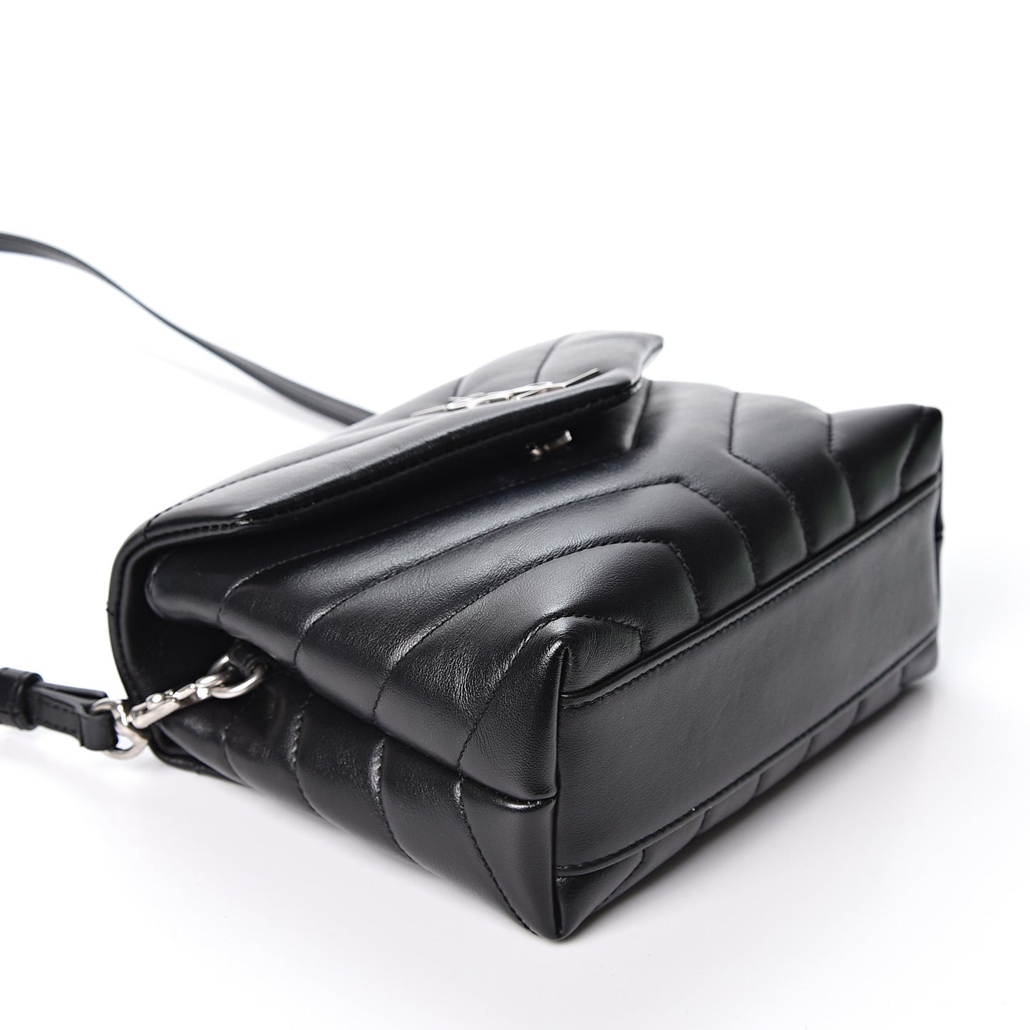 Calfskin Y Quilted Monogram Toy Loulou Crossbody Bag Black