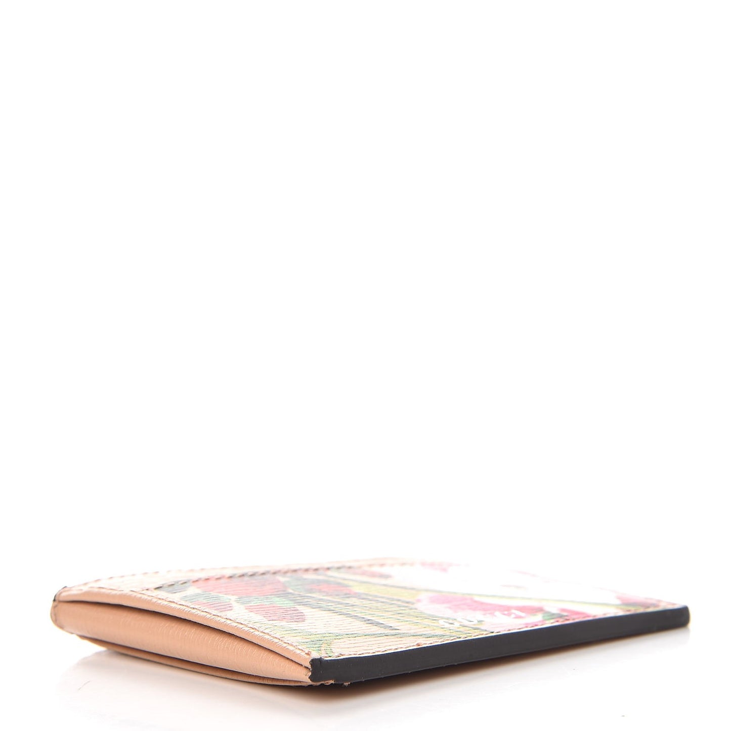 Shangai Calfskin Blooms Print Card Holder Pink Apricot Multicolor