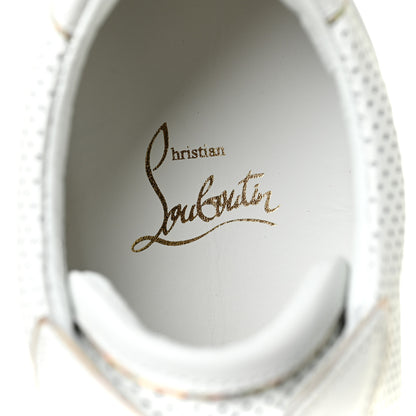 Christian Louboutin Calfskin Perforated Patent Vieira Flat Sneakers 38 White 9 of 10