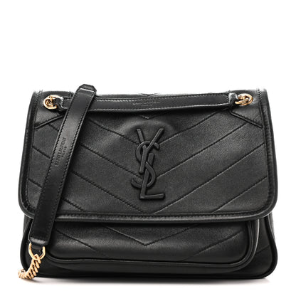 Saint Laurent Lambskin Matelasse Monogram Baby Niki Chain Satchel Black 1 of 10