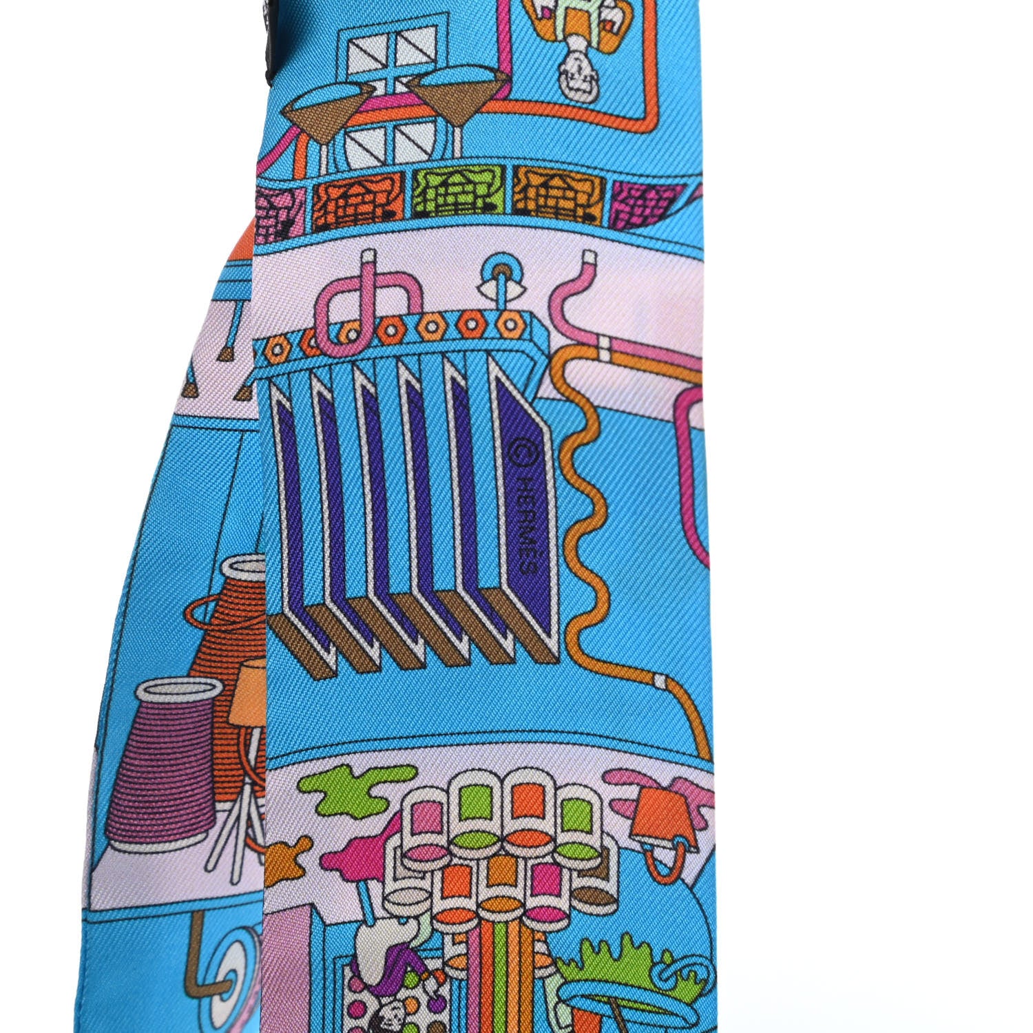 Hermes Silk La Maizeon De Carres Twilly Bleu Azur Marine Rose Indien 4 of 6