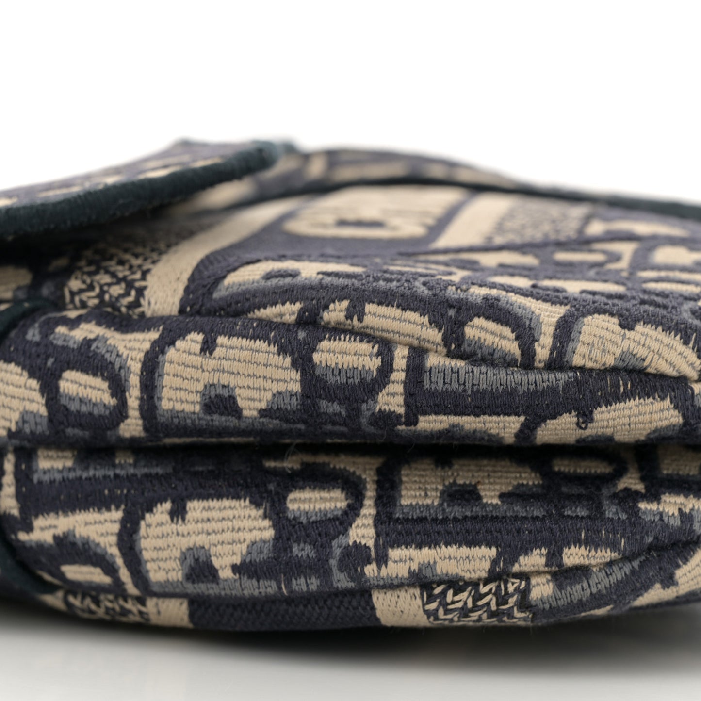 Oblique Embroidered Saddle Bag Blue