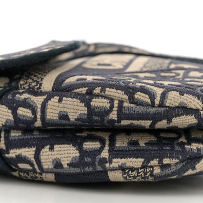 Christian Dior Oblique Embroidered Saddle Bag Blue 9 of 11