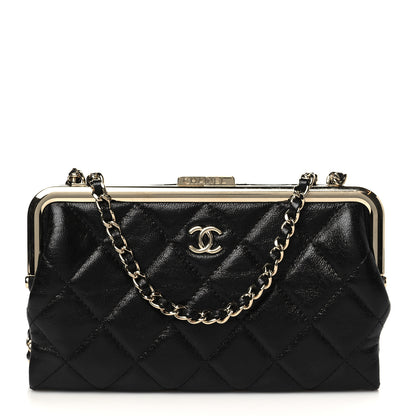 Chanel Lambskin Quilted Frame Clutch With Chain Black 1 of 10