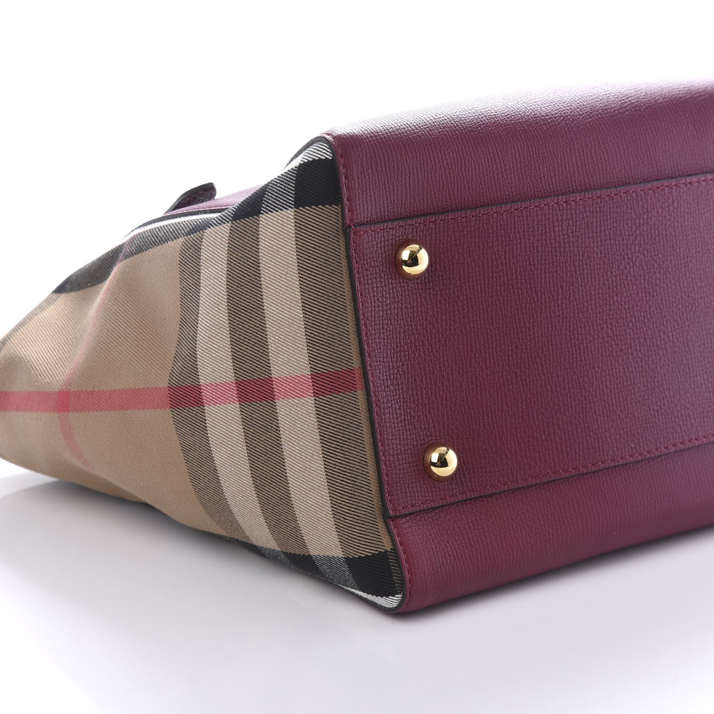 Grainy Calfskin House Check Small Canterbury Tote Berry Pink