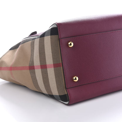 Burberry Grainy Calfskin House Check Small Canterbury Tote Berry Pink 6 of 9