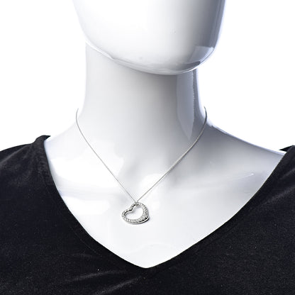 Tiffany Platinum Diamond 22mm Elsa Peretti Open Heart Pave Pendant Necklace 2 of 8