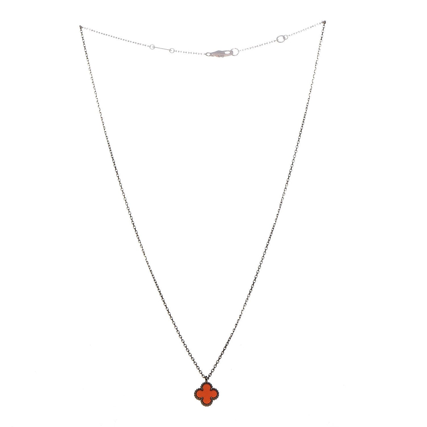 18K Rose Gold Carnelian Sweet Alhambra Pendant Necklace