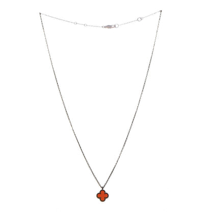 Van Cleef & Arpels 18K Rose Gold Carnelian Sweet Alhambra Pendant Necklace 3 of 6