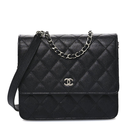 Chanel Caviar Quilted Square Wallet On Chain WOC Black 1 of 12