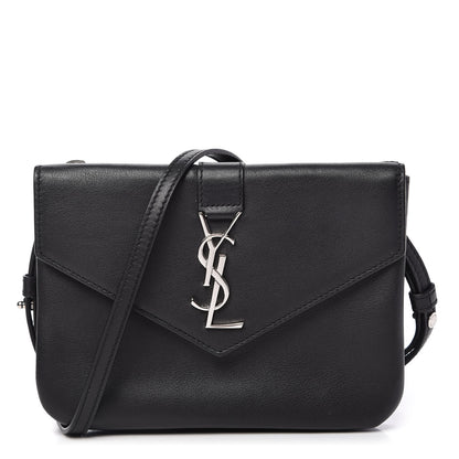 Saint Laurent Calfskin Monogram Tri Pocket Crossbody Bag Black 1 of 11