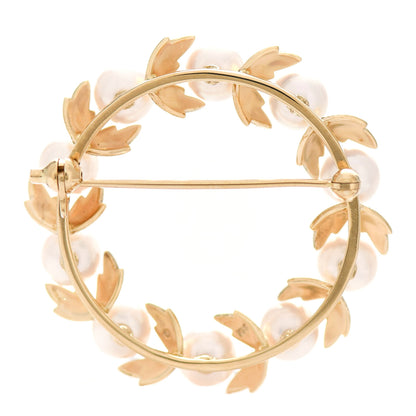 Mikimoto 18K Yellow Gold Akoya Pearl 5.5-6mm Wreath Pin Brooch 3 of 4