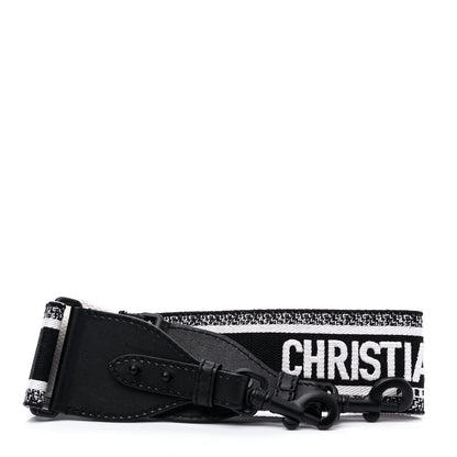 Christian Dior Canvas Embroidered Shoulder Strap Black Ultramatte 1 of 6