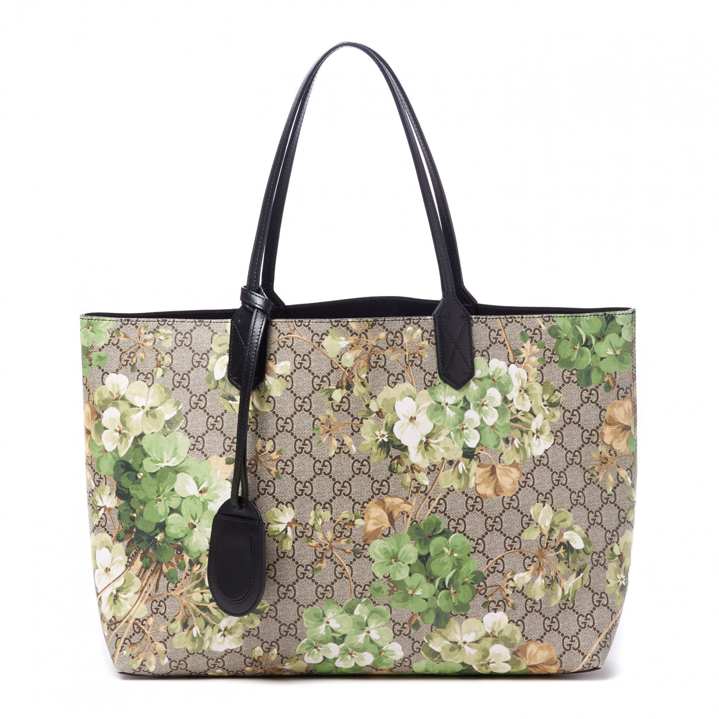 GG Supreme Monogram Blooms Medium Reversible Tote Beige New Military Black