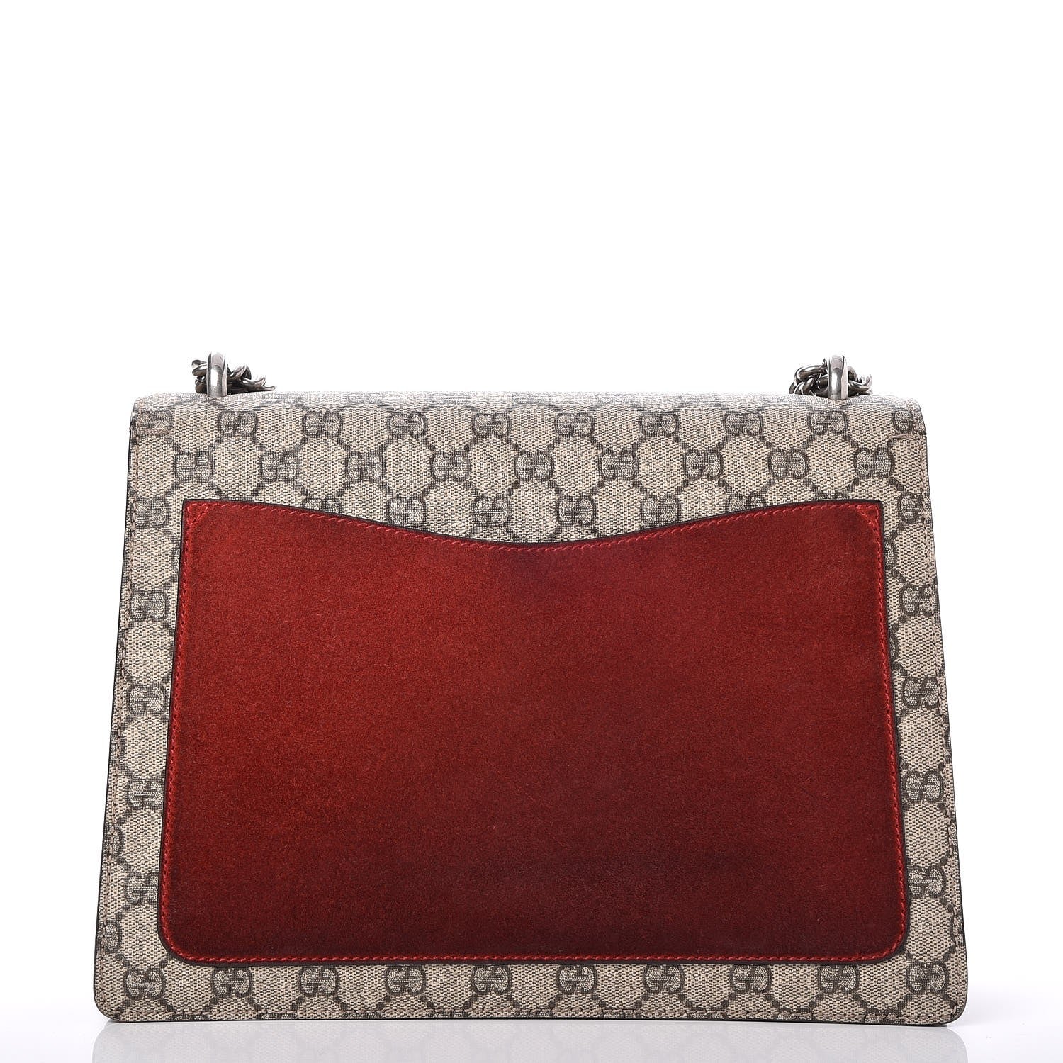 Gucci GG Supreme Monogram Suede Cudu Medium Dionysus Shoulder Bag Beige Ebony Vulcanic Red 5 of 10