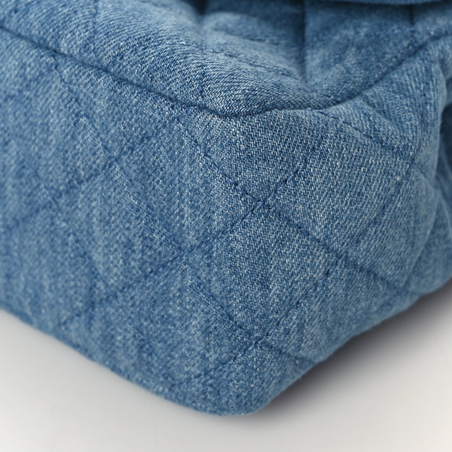 Denim Quilted Mini Pearl Crush Flap Blue