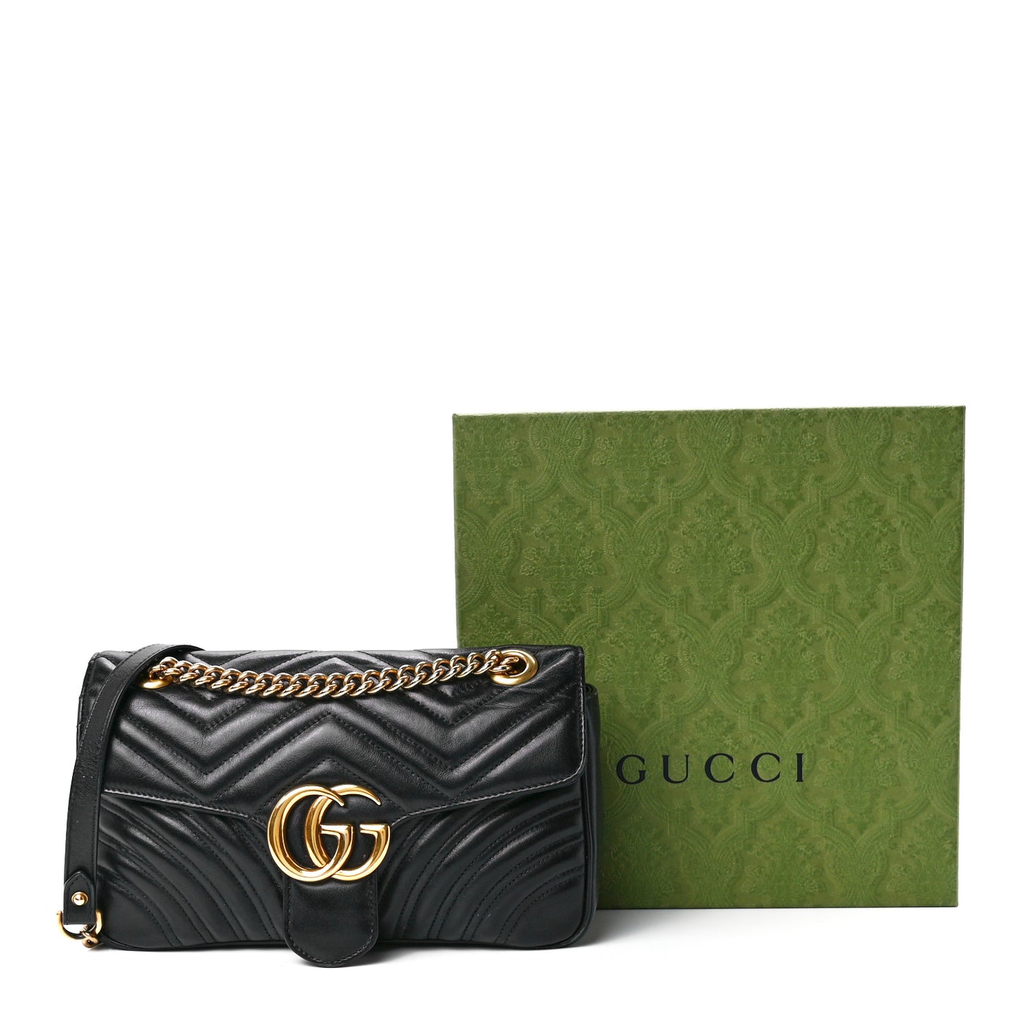 Calfskin Matelasse Small GG Marmont Shoulder Bag Black