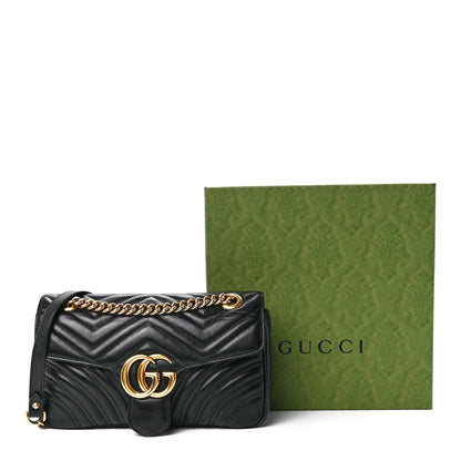 Gucci Calfskin Matelasse Small GG Marmont Shoulder Bag Black 13 of 13