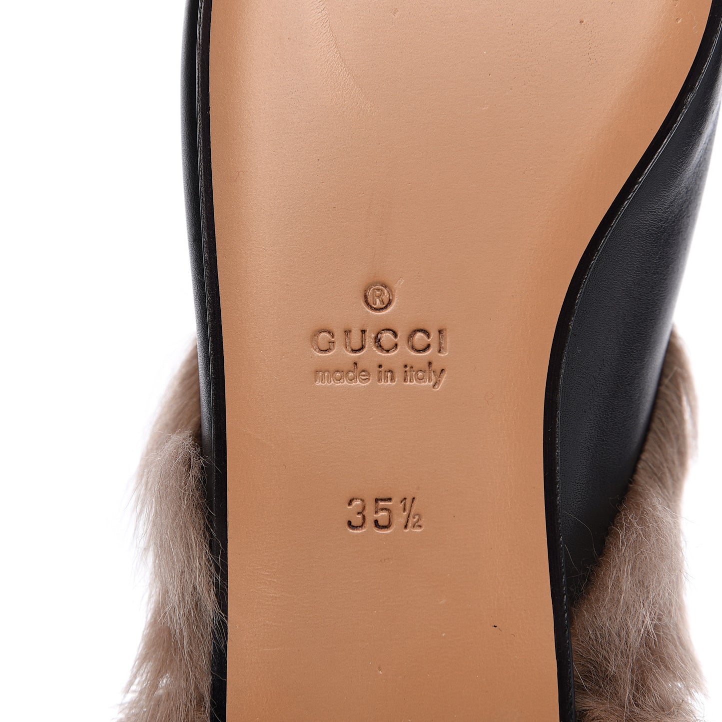 Calfskin Fur Womens Princetown Slippers 35.5 Black