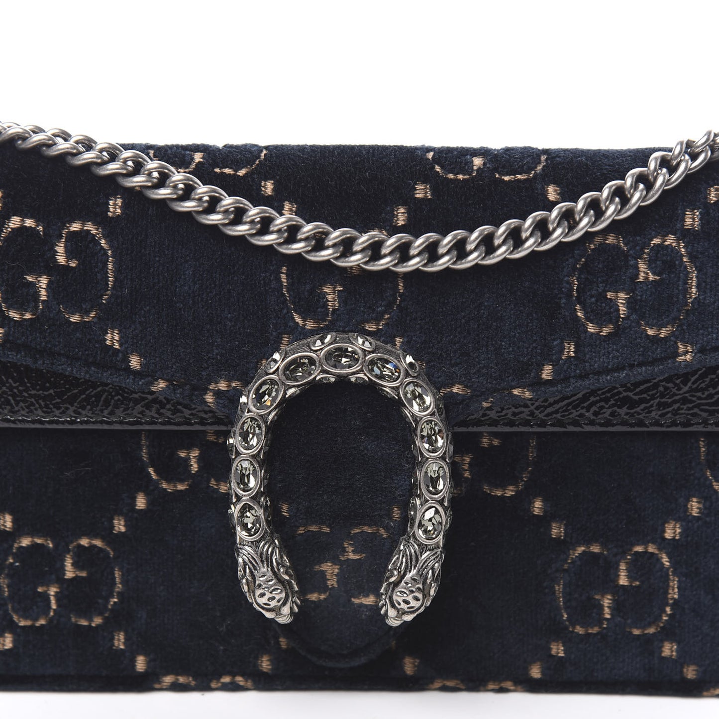 Velvet GG Monogram Super Mini Dionysus Shoulder Bag Blue Beige Black