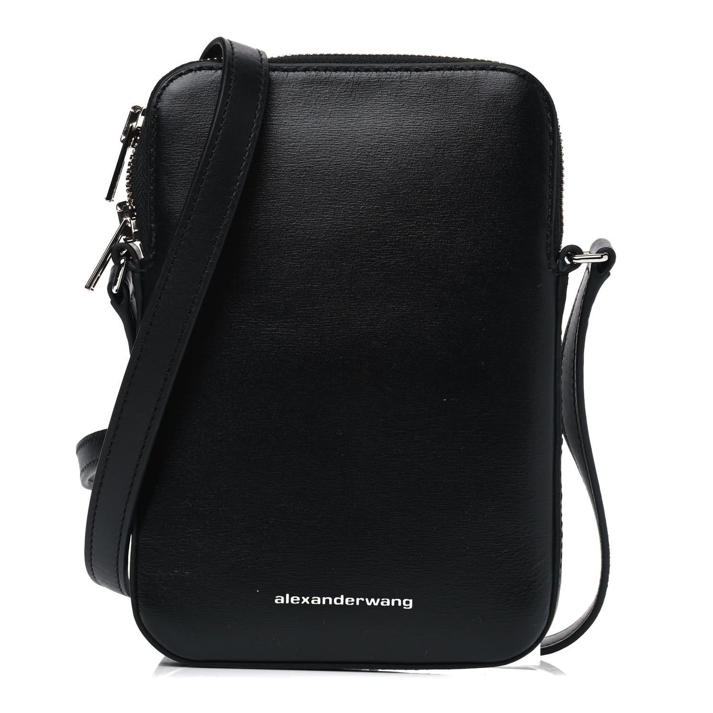 Textured Calfskin Scout Crossbody Pouch Black