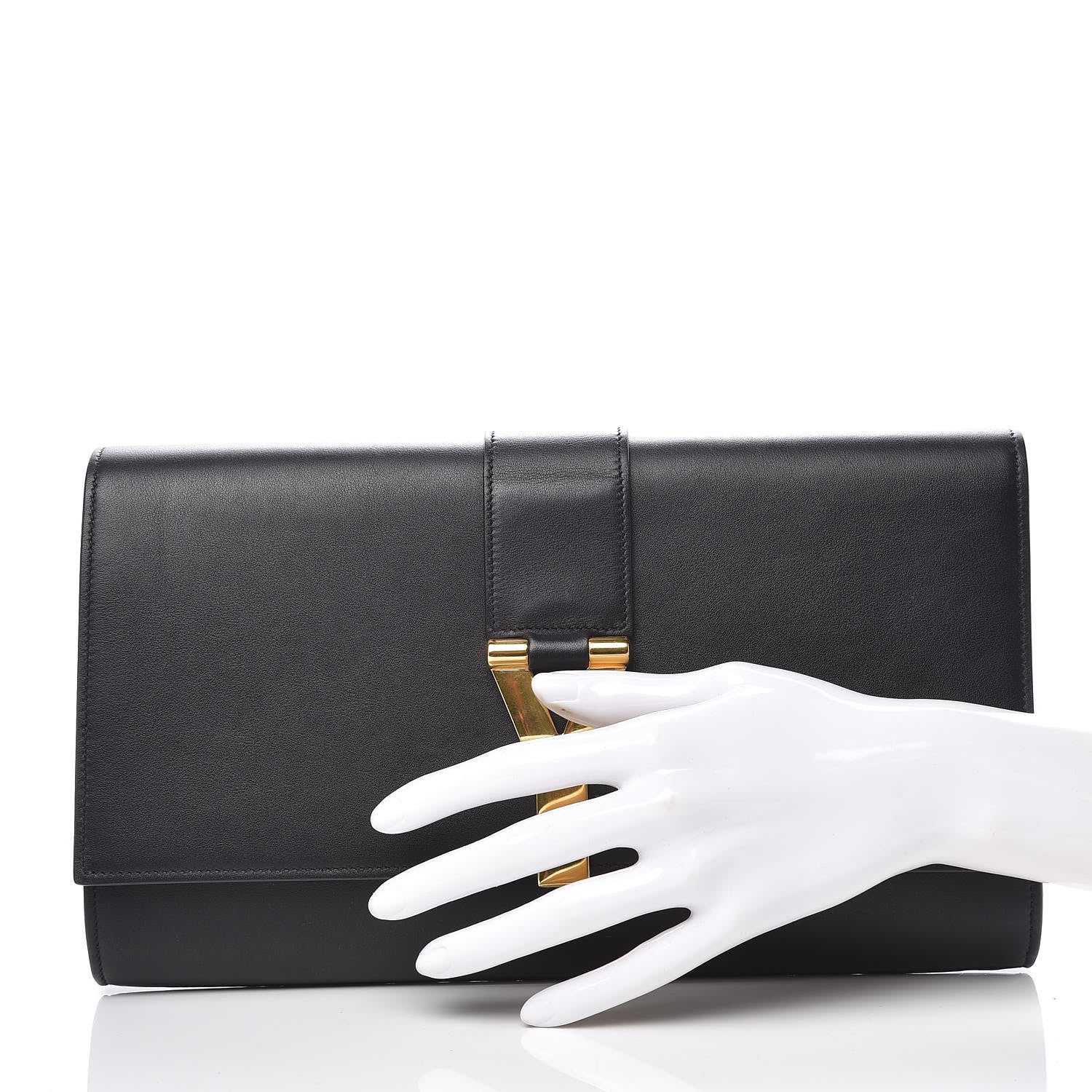 Saint Laurent Calfskin Classic Y Ligne Clutch Black 2 of 9