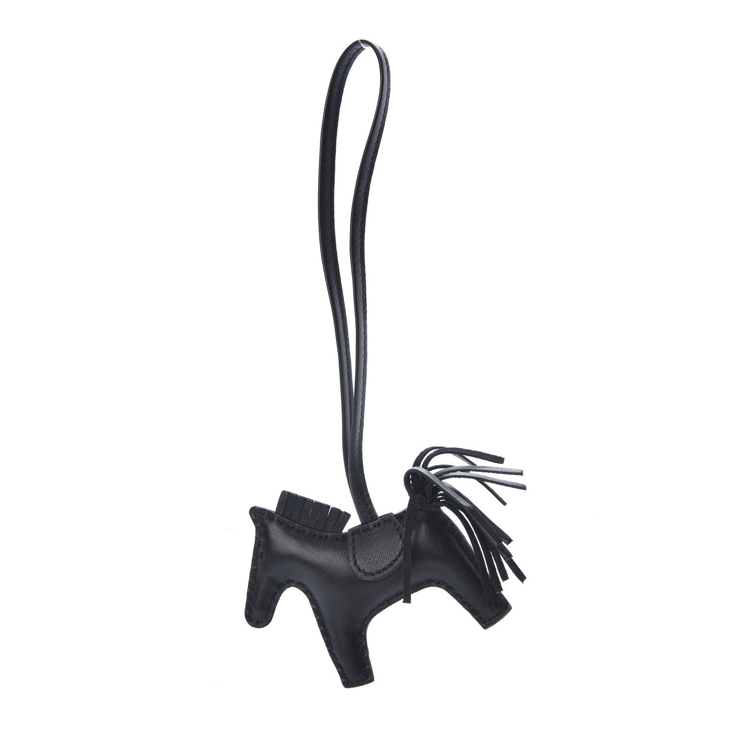Hermes Milo Lambskin Grigri Rodeo Horse Bag Charm PM So Black 1 of 5