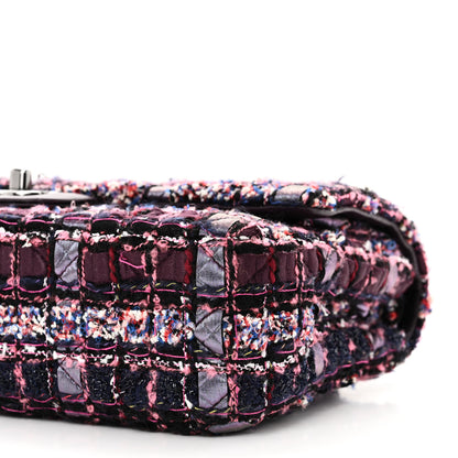 Chanel Tweed Quilted Medium Double Flap Dark Purple 10 of 11