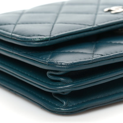 Chanel Lambskin Quilted Mini Wallet On Chain WOC Turquoise 7 of 8