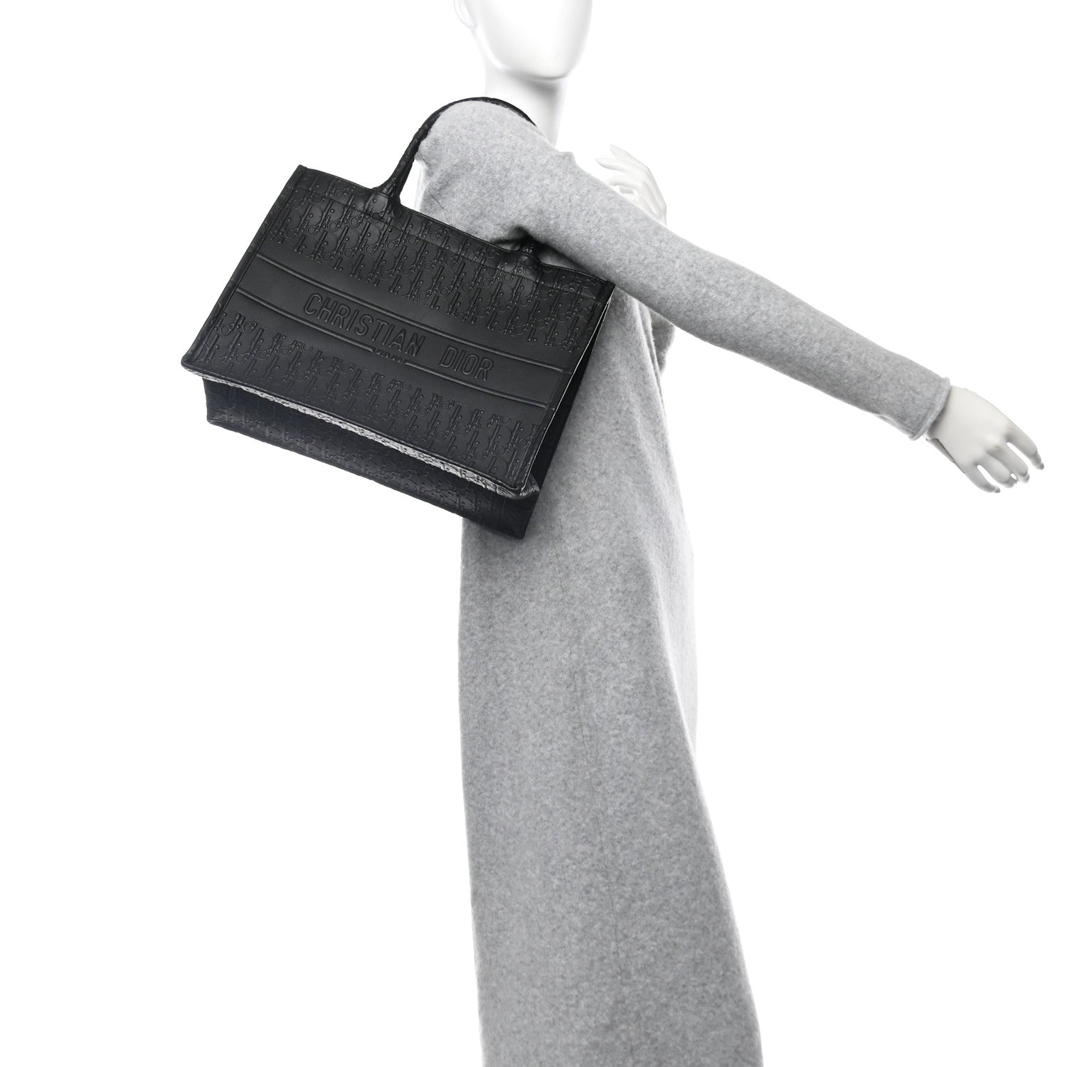 Christian Dior Oblique Calfskin Embossed Medium Book Tote Black 2 of 10