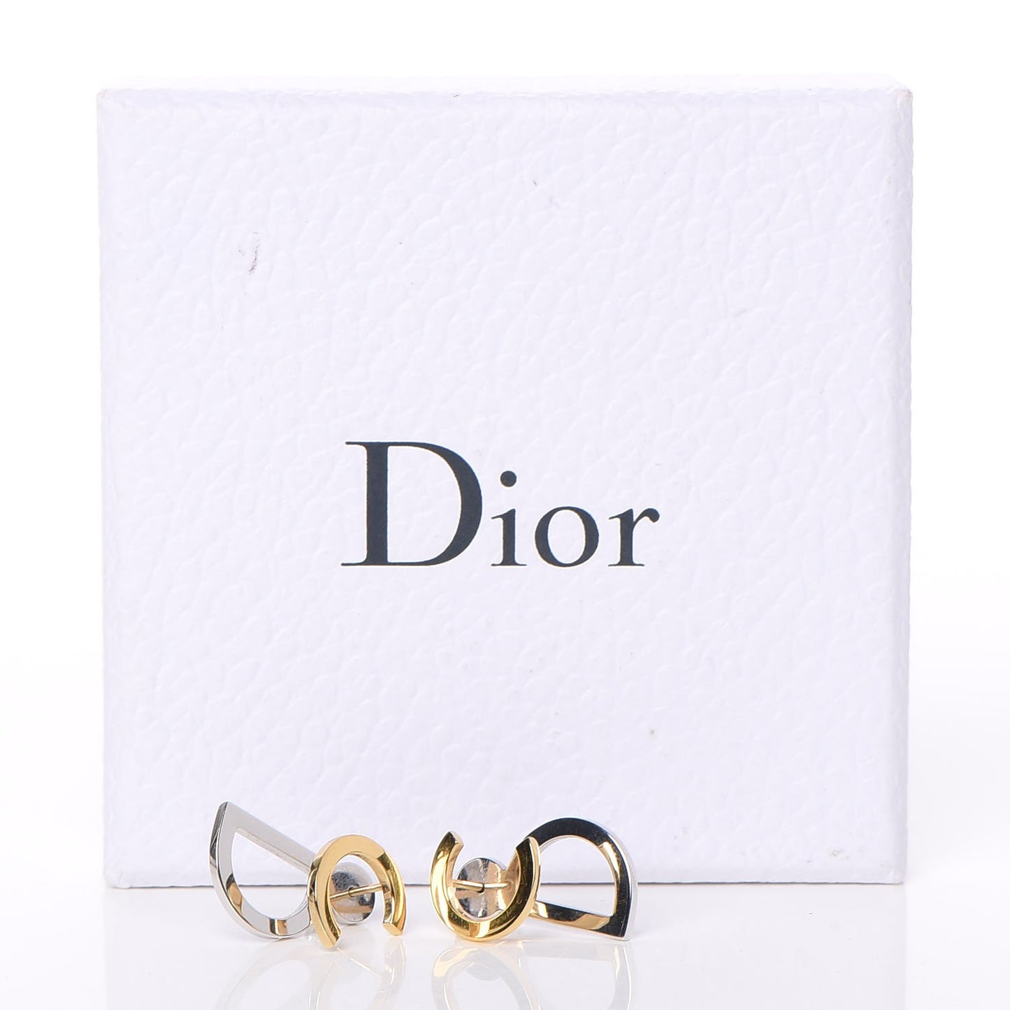 Your Dior Logo Stud Earrings Silver Gold