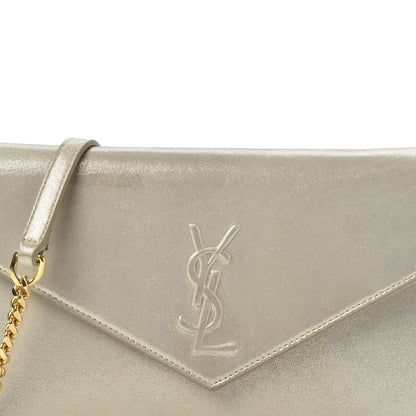 Saint Laurent Metallic Fabric Monogram Envelope Chain Wallet Champagne 15 of 15