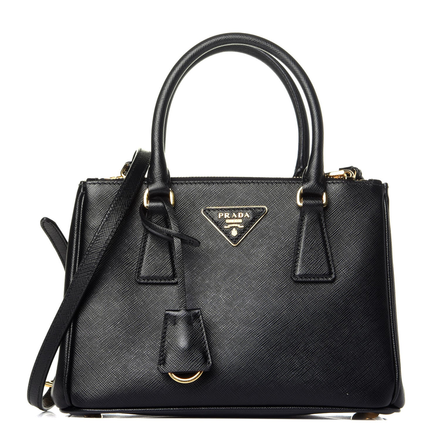 Prada Saffiano Mini Galleria Double Zip Tote Black 1 of 9